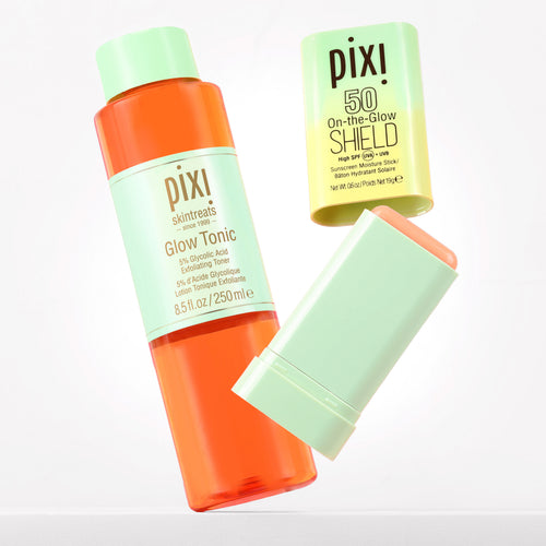 Bundle image shown on a white background featuring Glow Tonic and On-the-Glow SHIELD SPF 50 - View 2 view 1